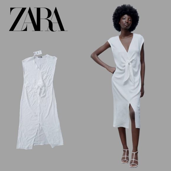 Zara Dresses & Skirts - Women's ZARA Knotted Fuid Dress | Color: White | Sz: M